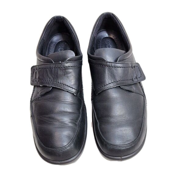 Ecco Black Leather With Velcro Strap Casual Comfort Shoes Womens Shoe Size 7.5 W - Picture 3 of 7